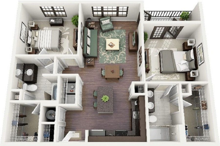 Modern designs for 2- bedroom apartments