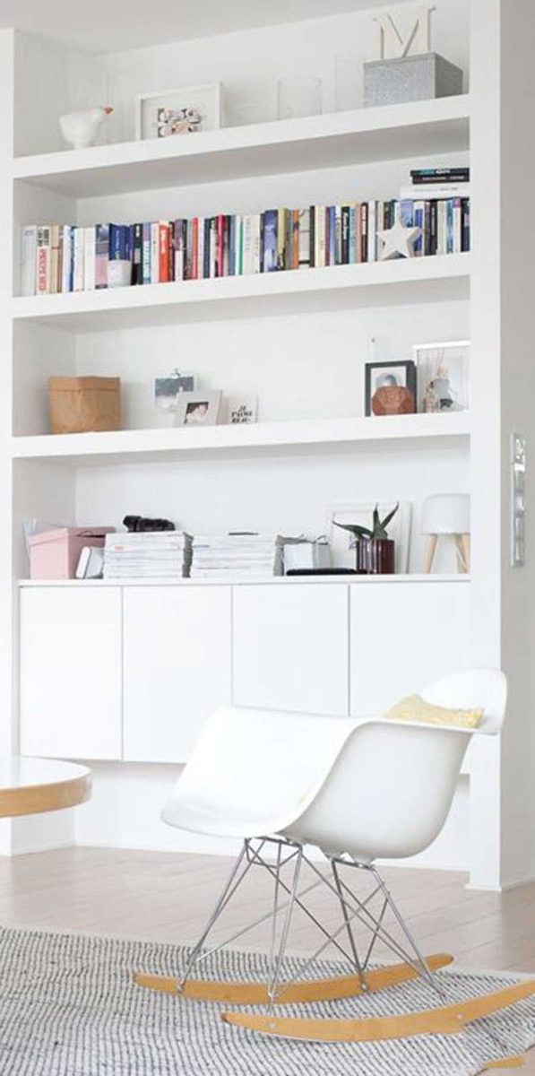 Interior design of bookcases in the home