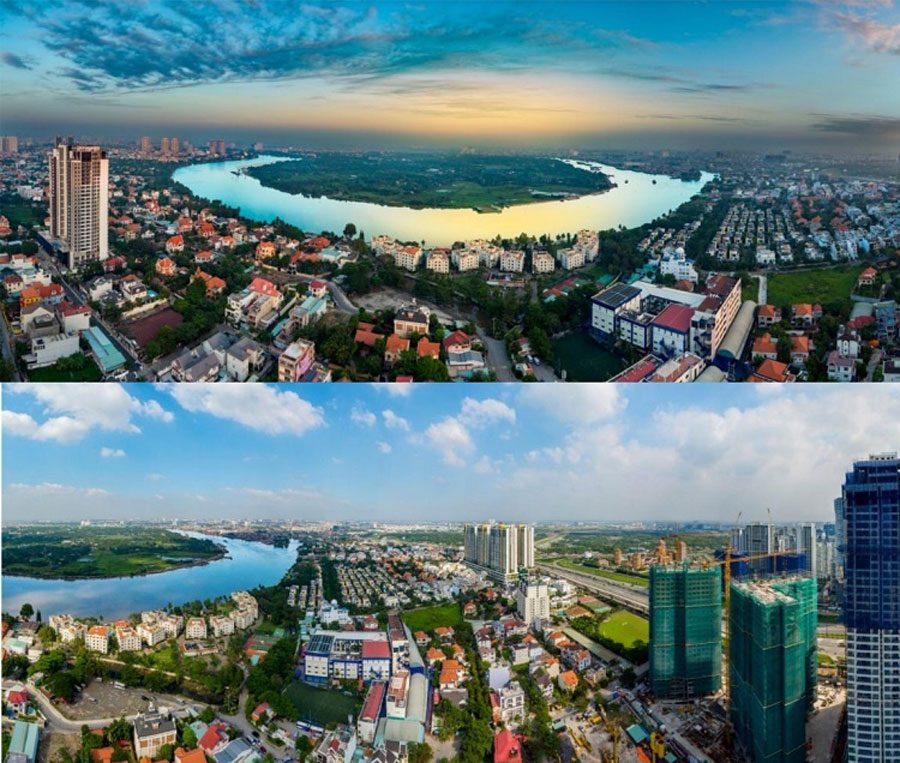 Panoramic view of Saigon River from Q2 Thao Dien project