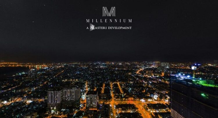 View overlooking District 4 - District 7 at night from Masteri Millennium apartment.