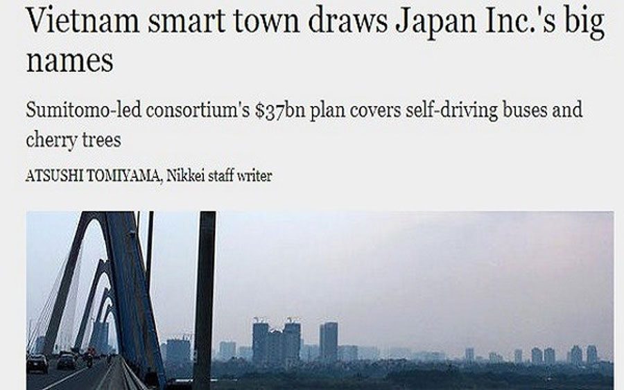 Japan's Nikkei reported that the value of smart city investments in Hanoi was $ 37.3 billion.