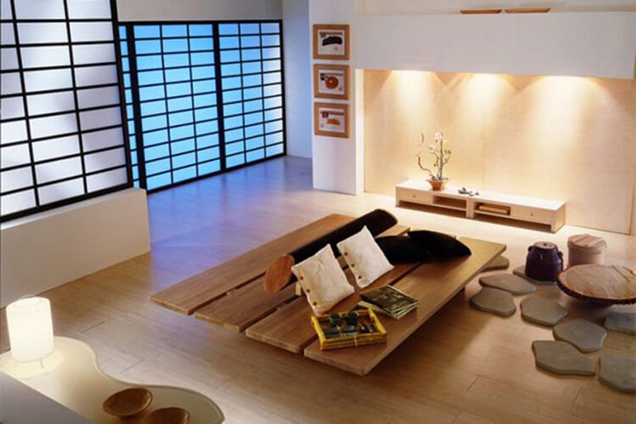  The living room is designed with natural lighted windows and delicate wood furniture
