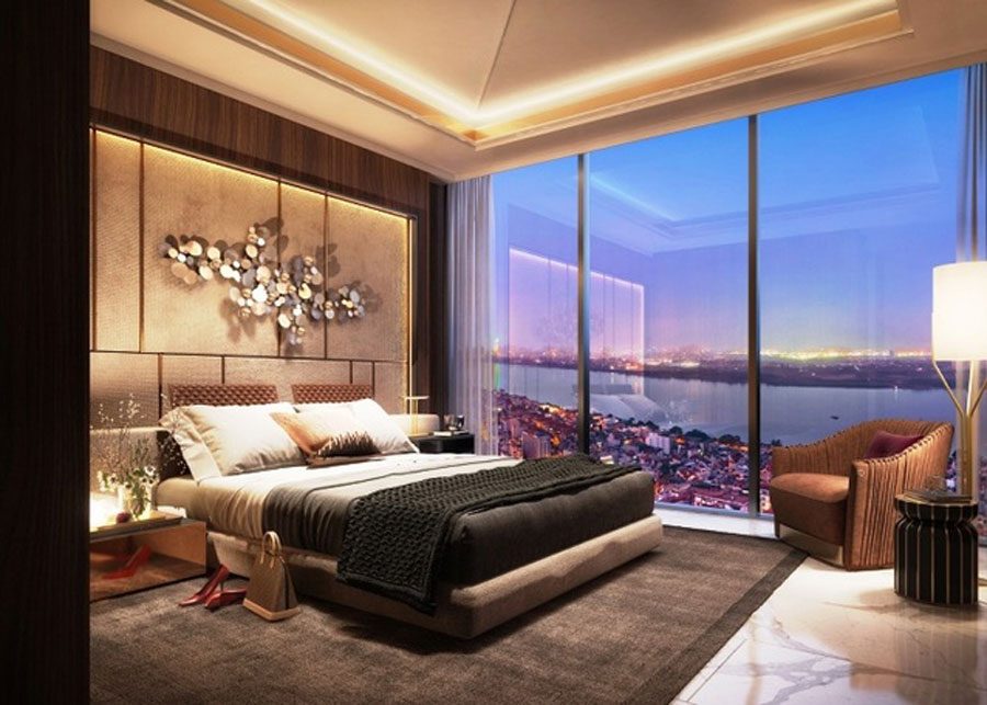 Bedroom space with direct view of the Red River.