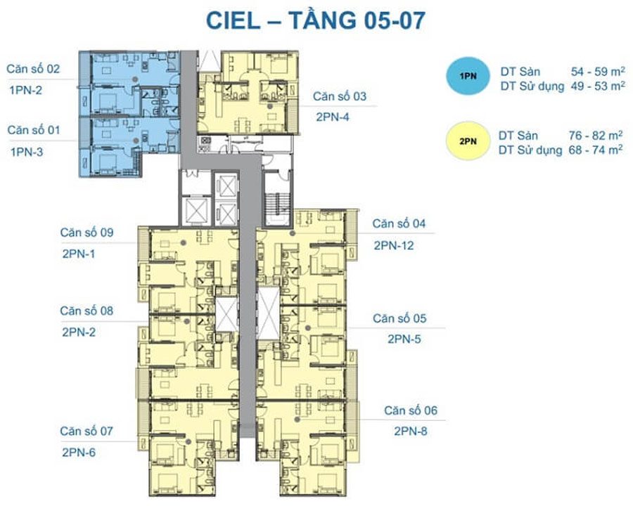 Ciel Tower apartment floor from 5th to 7th floor