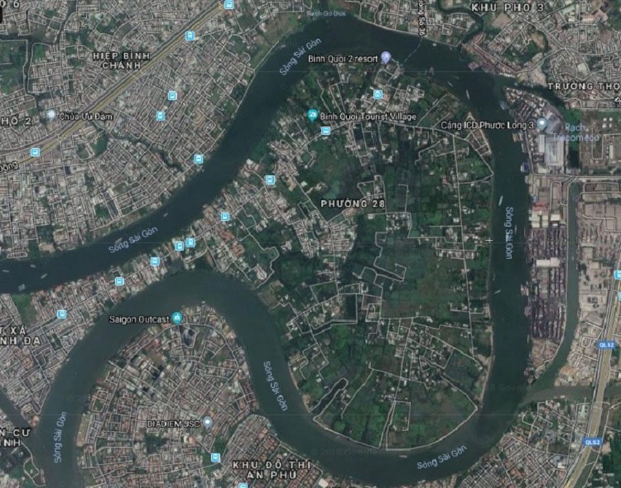 Satellite map shows that the speed of Binh Quoi - Thanh Da is now far removed from many other areas in HCM City.
