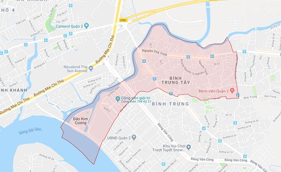 Map of Binh Trung Tay area in District 2 planning
