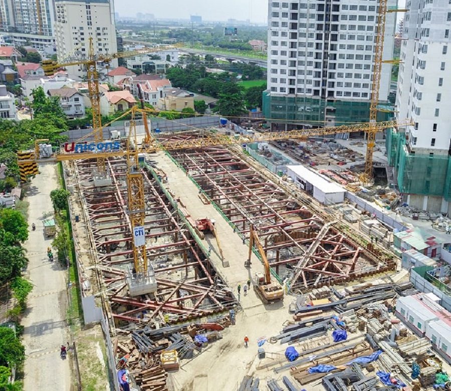 The construction scene of Q2 THAO DIEN project.